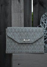 Load image into Gallery viewer, Slim grey geo metallic clutch