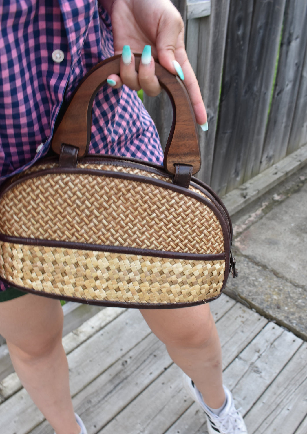 Handwoven buri palm handbag